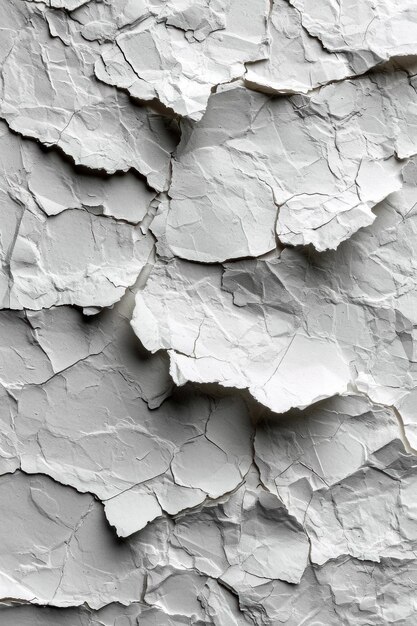 Vue rapprochée d'une texture de surface de peinture blanche fissurée et pelée