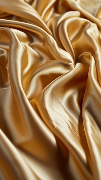 une vue rapprochée d'un tissu en satin doré