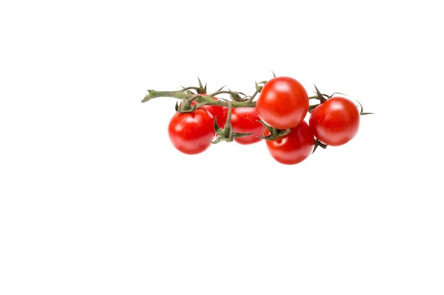 Vue rapprochée des tomates cerises sur fond blanc