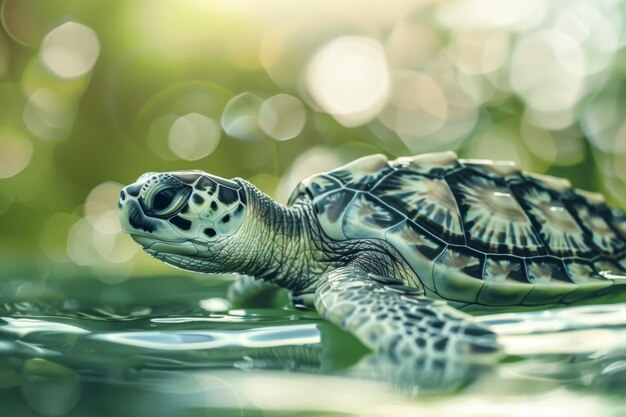 Vue rapprochée d'une tortue dans l'eau