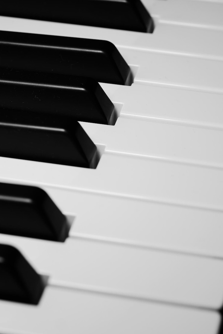 Photo vue rapprochée des touches du piano