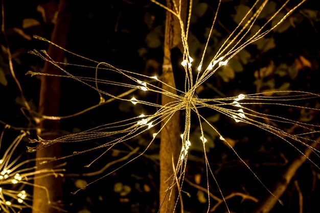 Photo vue rapprochée des traces lumineuses la nuit