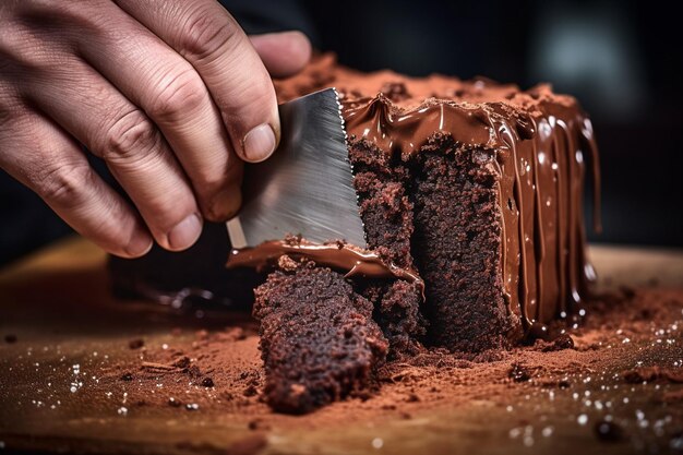 Vue rapprochée de la tranchée d'un gâteau aux fraises