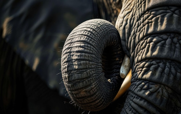 Vue rapprochée d'une trompe d'éléphant