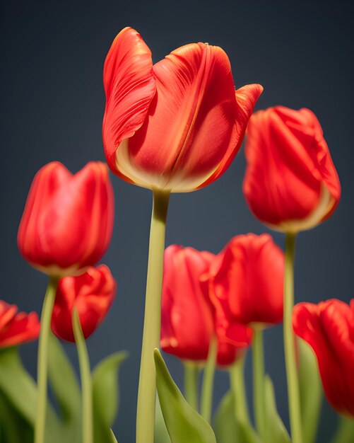 Vue rapprochée d'une tulipe rouge