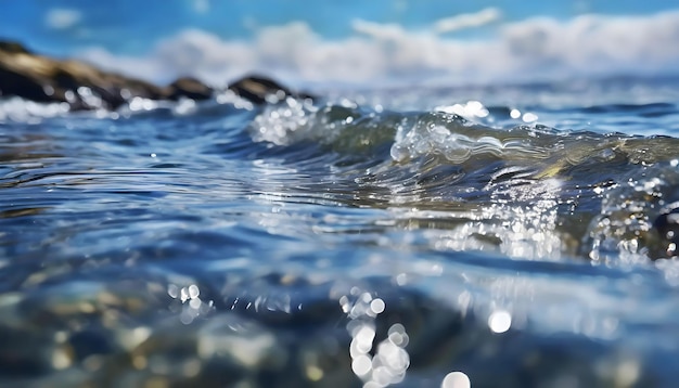 Photo une vue rapprochée d'une vague dans l'océan