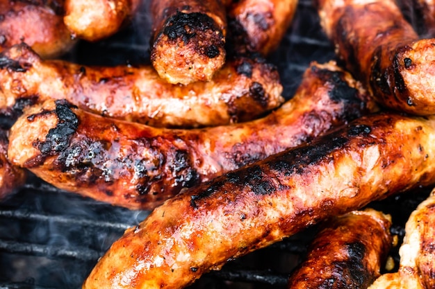 Photo vue rapprochée de la viande sur le barbecue