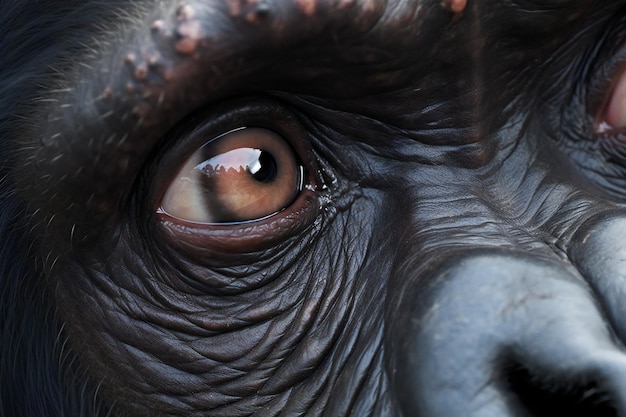 Photo vue rapprochée des yeux d'un gorille