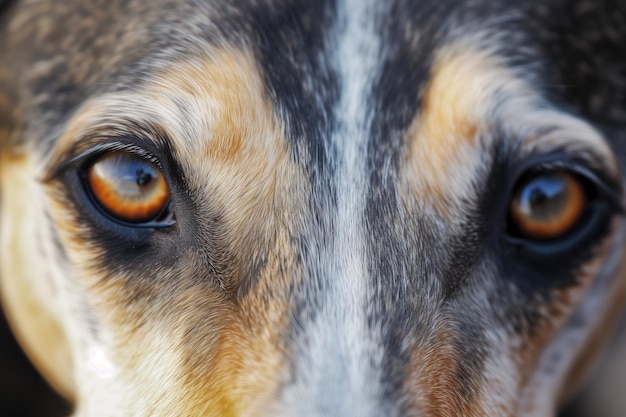 Photo vue rapprochée des yeux intenses des chiens au début de la course