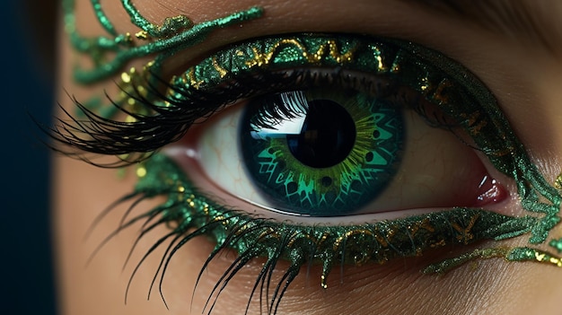 vue rapprochée sur les yeux verts d'un œil vert