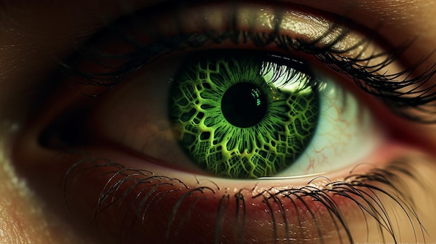 vue rapprochée sur les yeux verts d'un œil vert