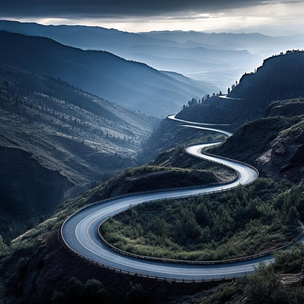 Vue d'une route d'asphalte sinueuse