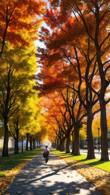 vue sur la route d'automne avec des arbres colorés papier peint paysage