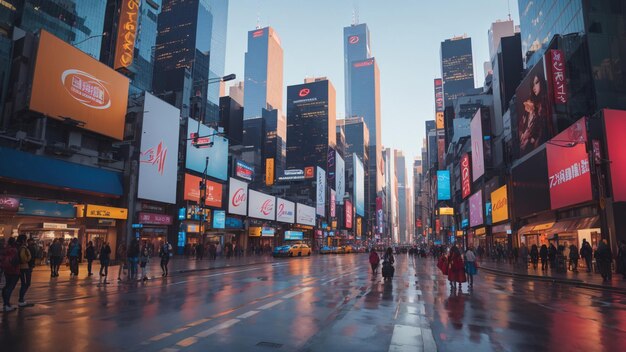 Vue de rue du paysage urbain futuriste