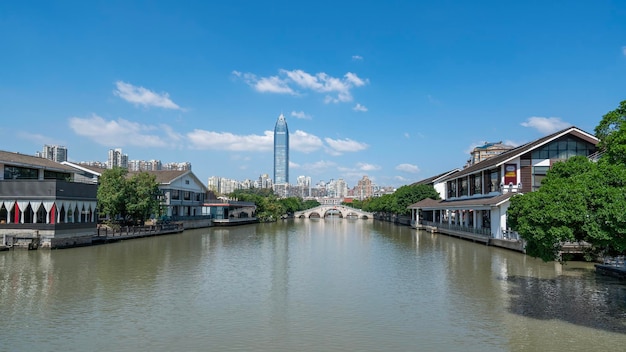 Vue sur la rue du paysage de la ville de Wenzhou