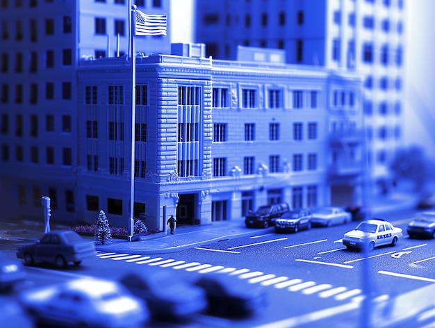 Photo vue sur la rue de la ville en miniature