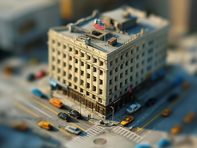 Photo vue sur la rue de la ville en miniature