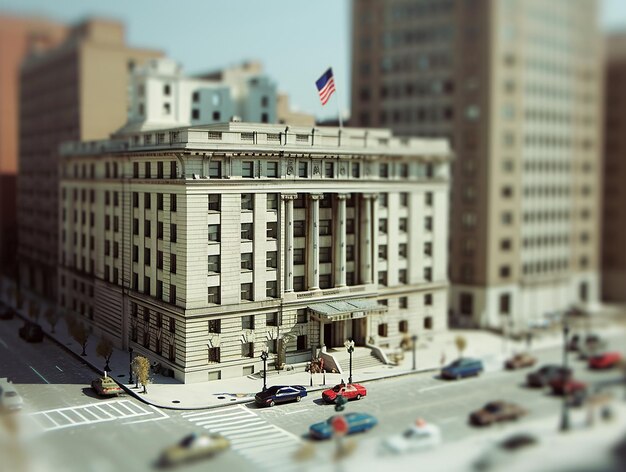 Photo vue sur la rue de la ville en miniature