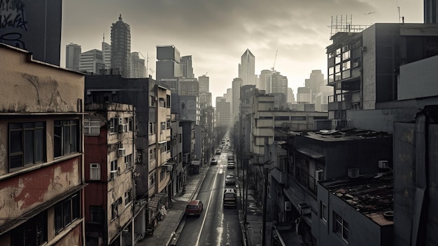 une vue d'une rue avec vue sur la ville.