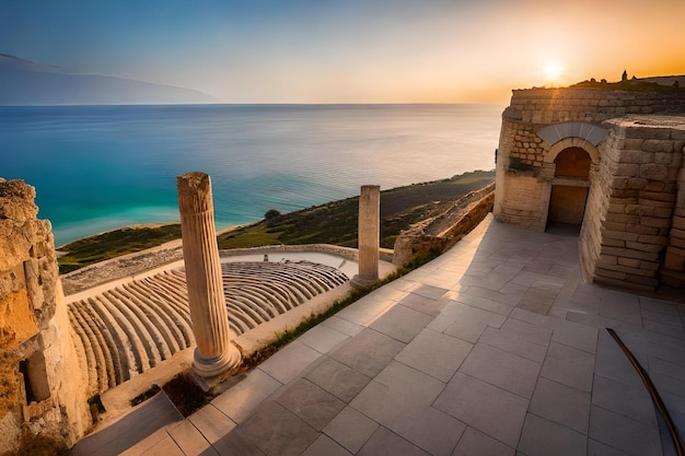 Une vue sur les ruines antiques de l'ancienne ville d'agia péloponnèse.