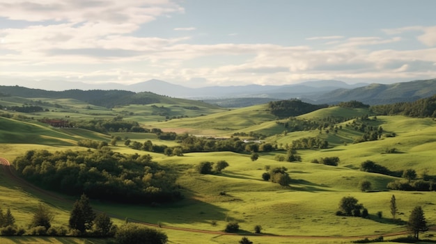 Photo vue rurale de la vallée verte