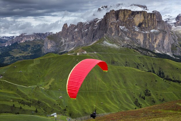 Vue de Sassolungo Langkofel. Dolomites, Italie.