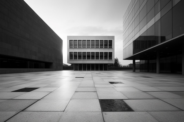 Vue sur le sol du bâtiment minimaliste moderne