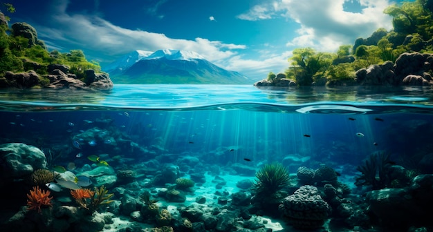 Vue sous-marine de beaux récifs coralliens et de poissons tropicaux Monde sous-marin