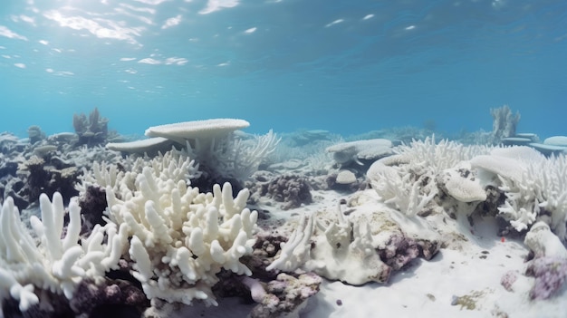 Une vue sous-marine des coraux et des éponges au fond de l’océan