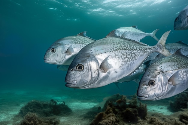 Vue sous-marine d'un poisson dans les eaux bleues de l'océan Atlantique