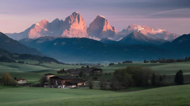 Vue spectaculaire de la campagne matinale de la Sainte-Madeleine ou de Santa Madeleine dans le parc national de Puez