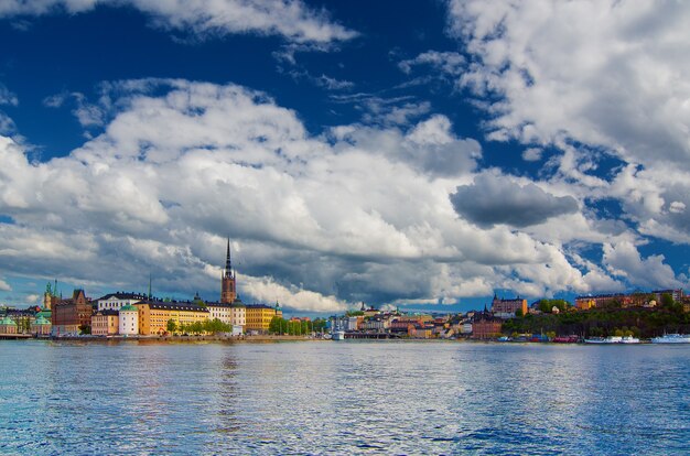 Vue de Stockholm depuis la tour de l'hôtel de ville, fond d'architecture de voyage Suède