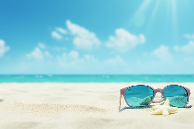 Vue supérieure accessoires de plage fond d'été bleu image de haute qualité sur fond blanc