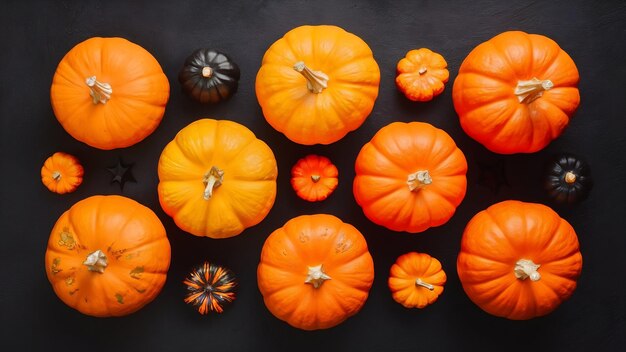 Photo vue supérieure des citrouilles d'halloween avec espace de copie