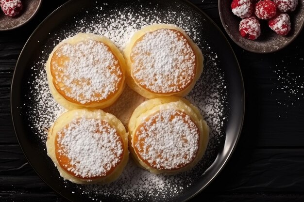 Vue supérieure composition de crêpes sucrées avec espace de copie