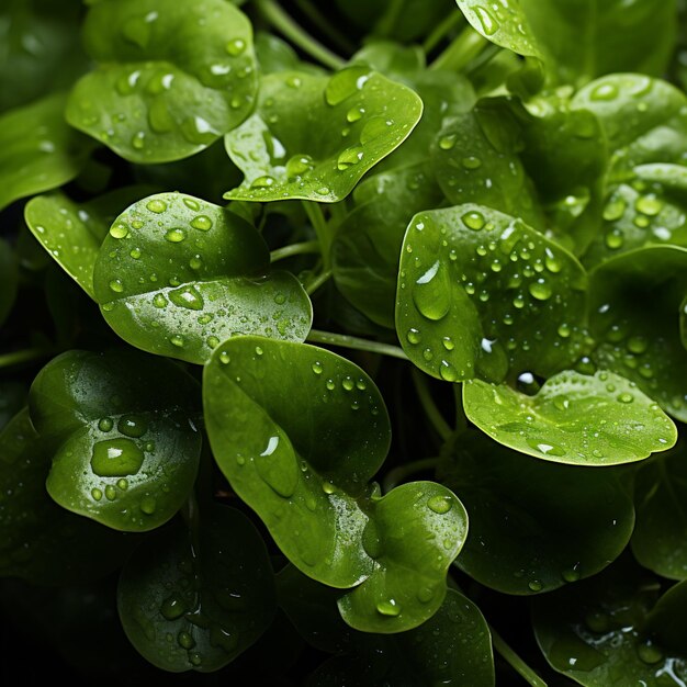 Vue supérieure cresse d'eau abstraite vert vibrant avec une teinte poivrée couleur de fond de l'année