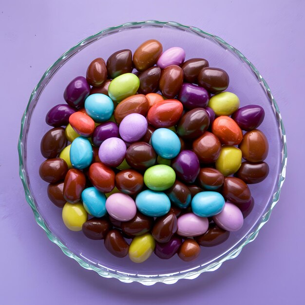 Vue supérieure de divers bonbons au chocolat à saveur mixte plaque de verre de luxe pour les médias sociaux Taille du message