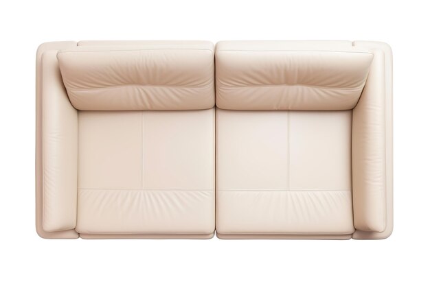 Vue supérieure du canapé en cuir beige de luxe avec un design élégant moderne ajoutant une touche d'élégance et de confort à tout salon contemporain isolé sur fond blanc Meubles découpés AI générative