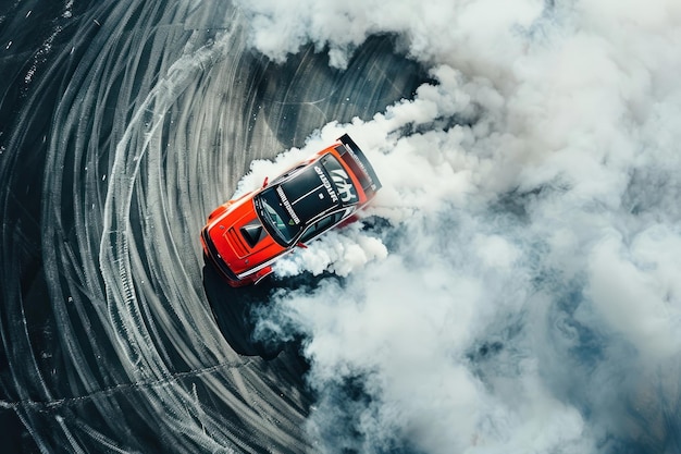 vue supérieure du conducteur de la voiture à la dérive