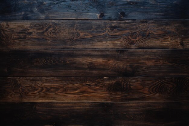Vue supérieure à haute résolution de fond en bois sombre avec des motifs de grain complexes et des tons terreux