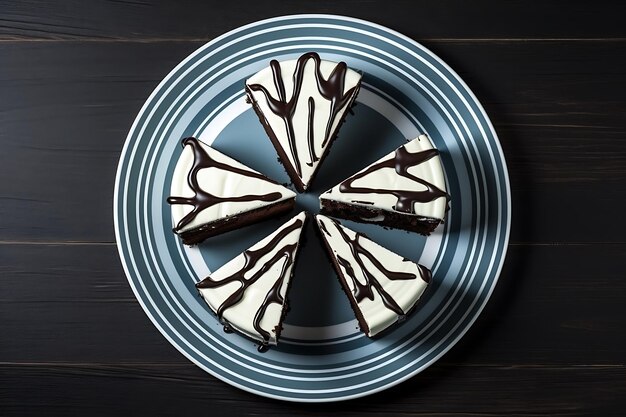 Photo vue supérieure des tranches de gâteau sur une assiette