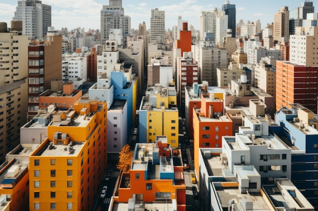 Vue surélevée montrant la silhouette de la ville Portrait de l'immobilier et du bâtiment d'entreprise