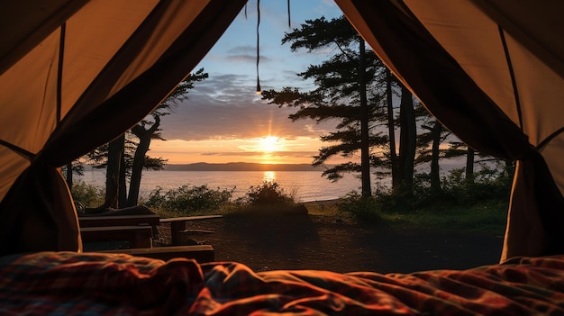 vue de la tente du matin