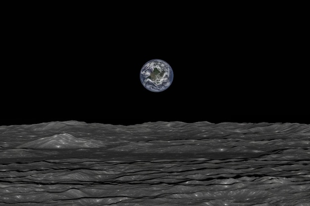 Photo vue de la terre depuis la lune