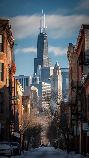 Une vue sur les toits de Chicago depuis la rue