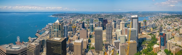 Photo vue sur les toits du centre-ville de seattle