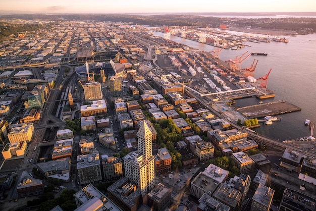 Photo vue sur les toits du centre-ville de seattle