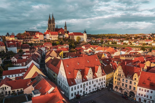 Photo vue sur les toits de meissen en allemagne