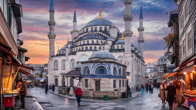 Photo vue de la vieille ville et de la belle mosquée d'istanbul