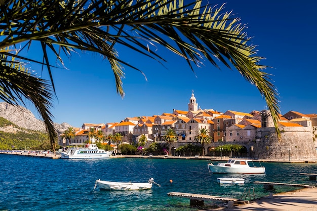 Vue de la vieille ville de Korcula sur l'île de Korcula Croatie